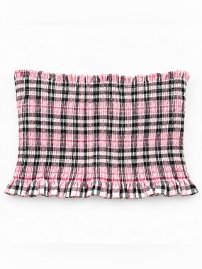 Women’s Pink and Black Smocked Bandeau Top